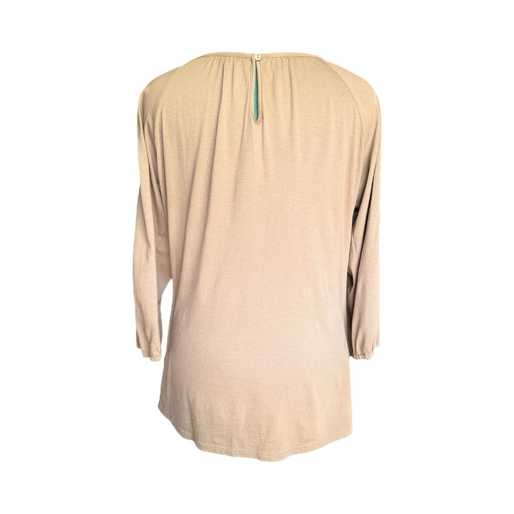 NWOT Garnet Hill Cream Taupe Ruffled 3/4 Sleeve Blouse - Picture 5 of 6